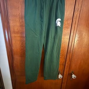 Fanatics Michigan State MSU Green Sweatpants Joggers with Spartan Logo size L